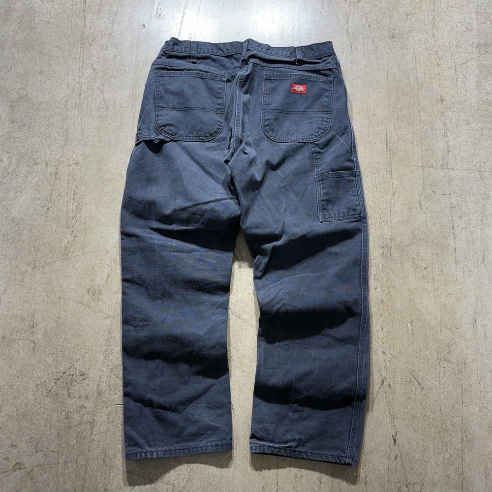 Dickies Pants Mens 38x30 Blue Carpenter Canvas Workwear Relaxed Fit Utility